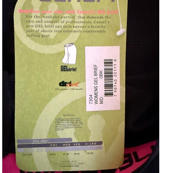 Canari Women's Padded Gel Bike Brief, NEW! Medium, Black - Picture 4 of 4
